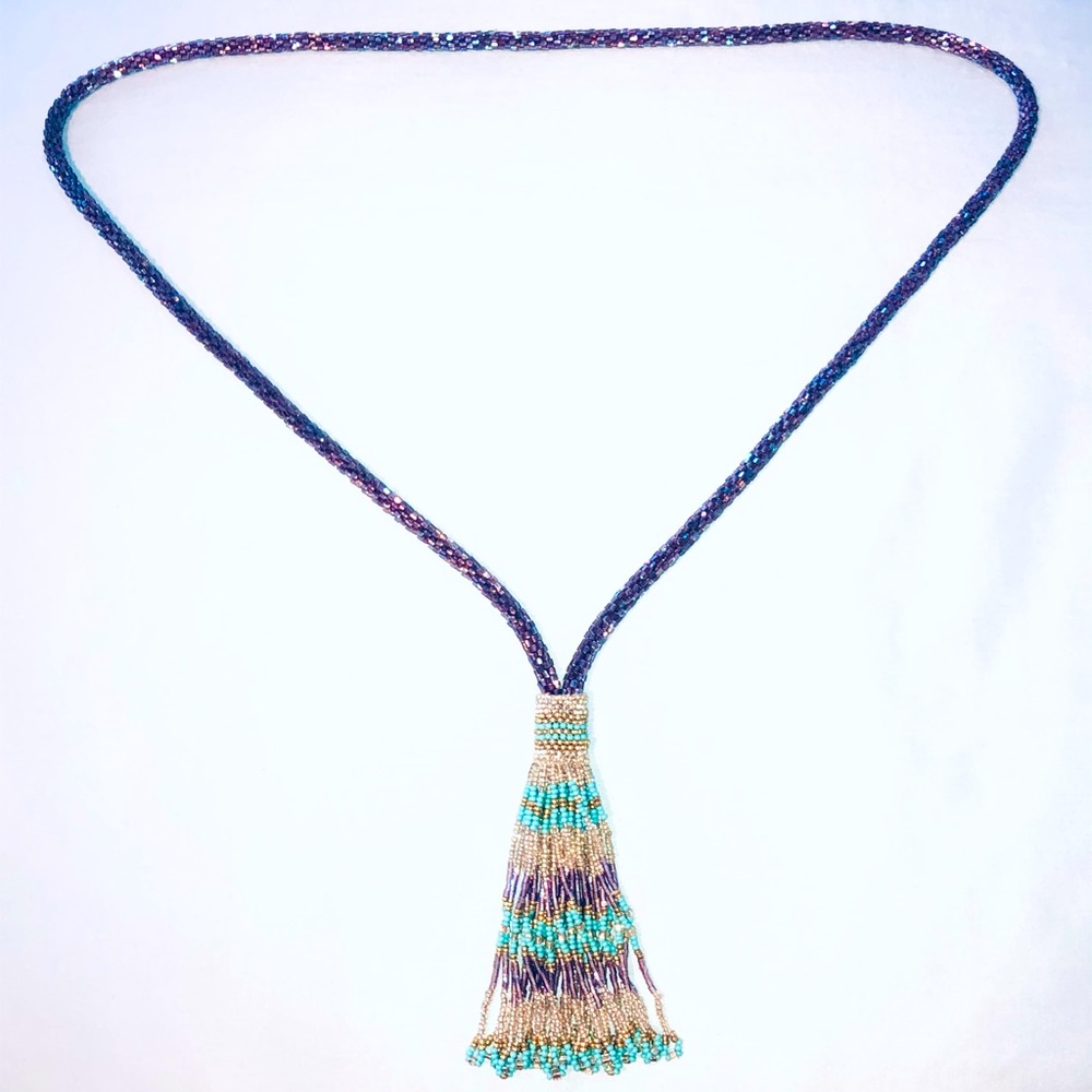 ✨Nepal hand-made purple beaded necklace!